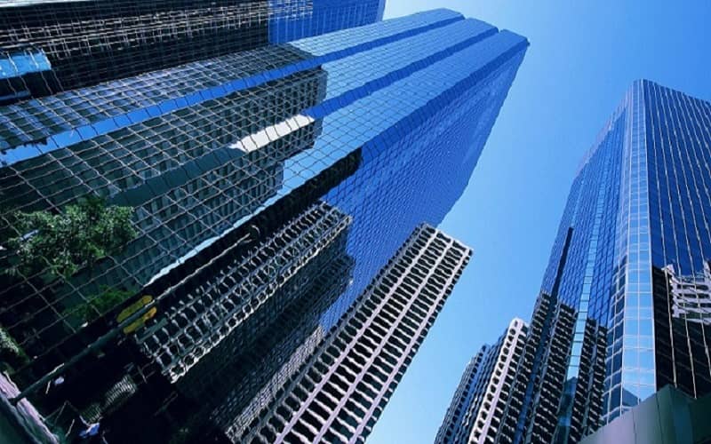 blue buildings
