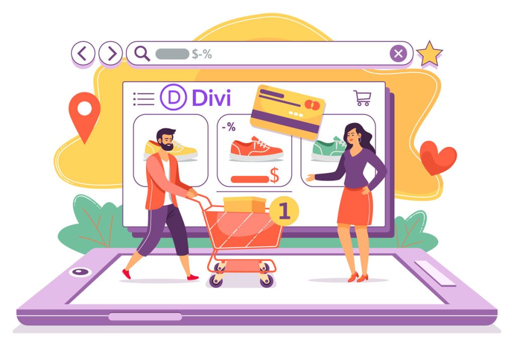 Visual guide illustrating steps to build a successful e-commerce store with Divi WooCommerce Development tools.